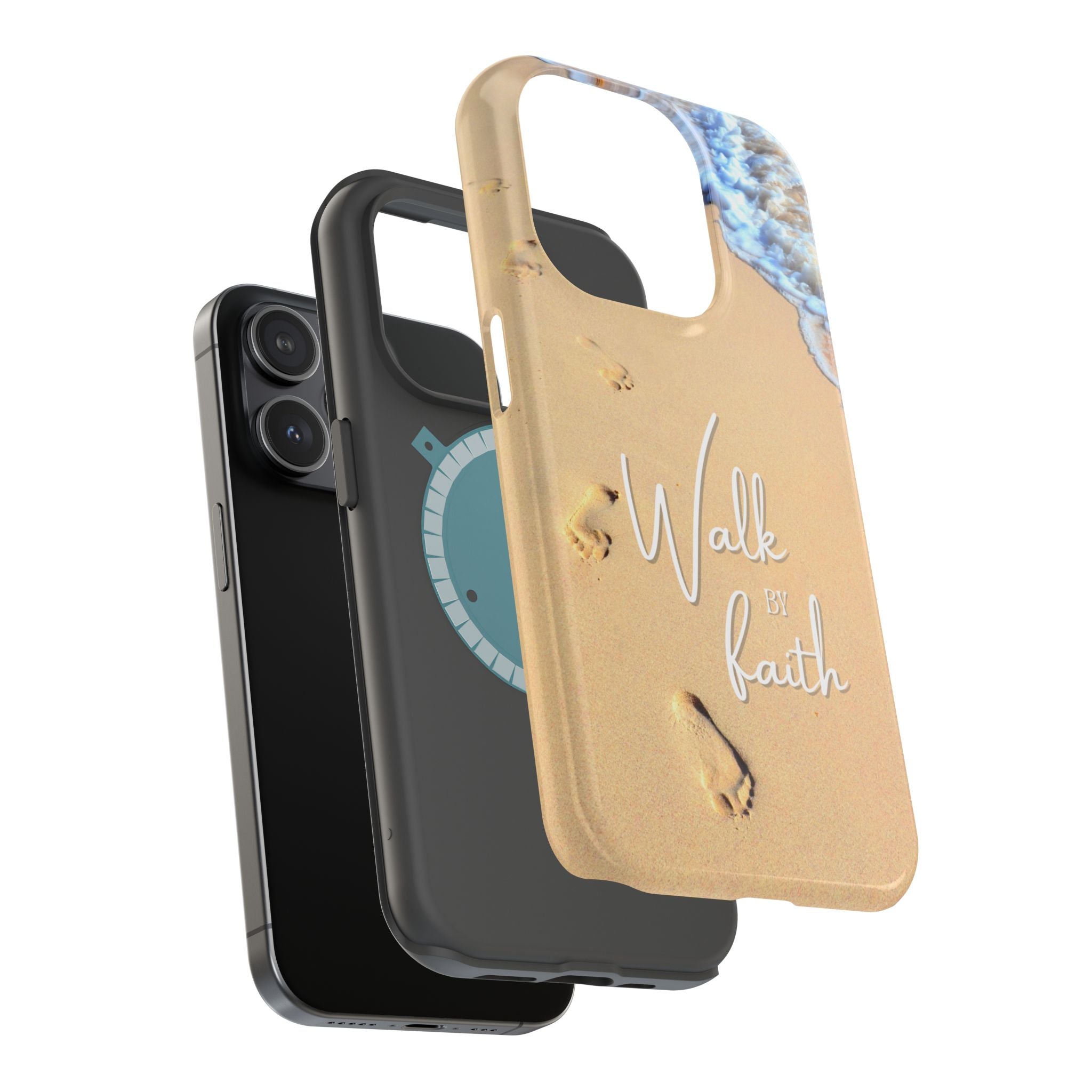 iPhone Inspirational Magnetic Phone Case, Unique Phone Accessories, Faith-Based Gifts, Coastal Vibes, Walk by Faith Design