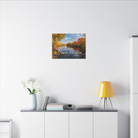 He Leads Me Beside Still Waters Matte Canvas Wall Art — Psalm 23:2 Autumn River Religious Decor