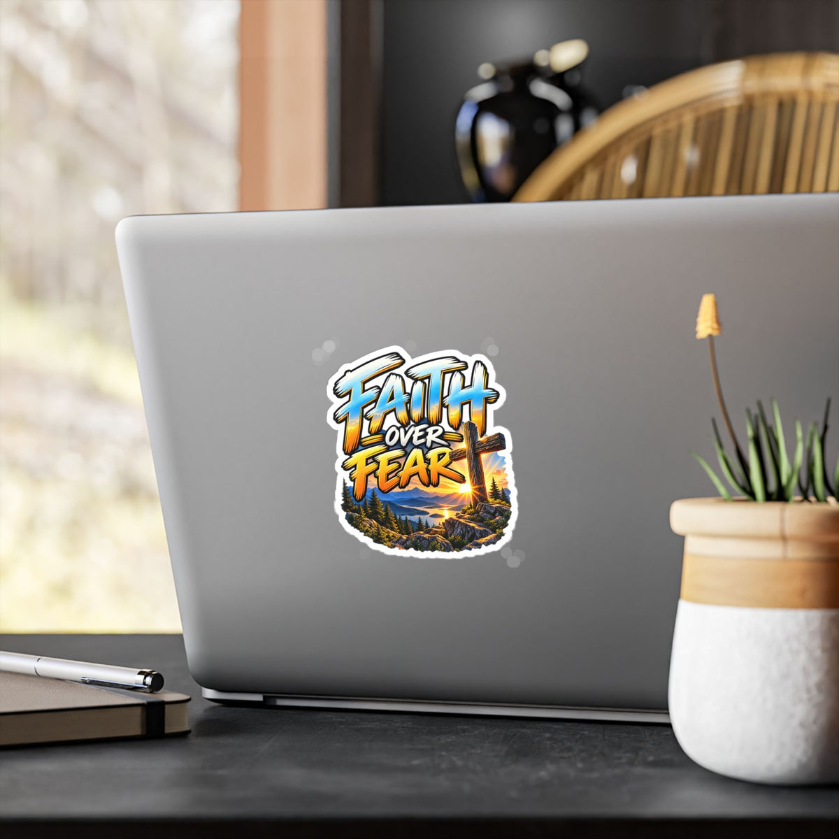Faith Over Fear – Mountain Cross Christian Vinyl Sticker