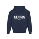 Youth Hoodie — "Strong & Courageous" Inspirational Christian Sweatshirt (Joshua 1:9)