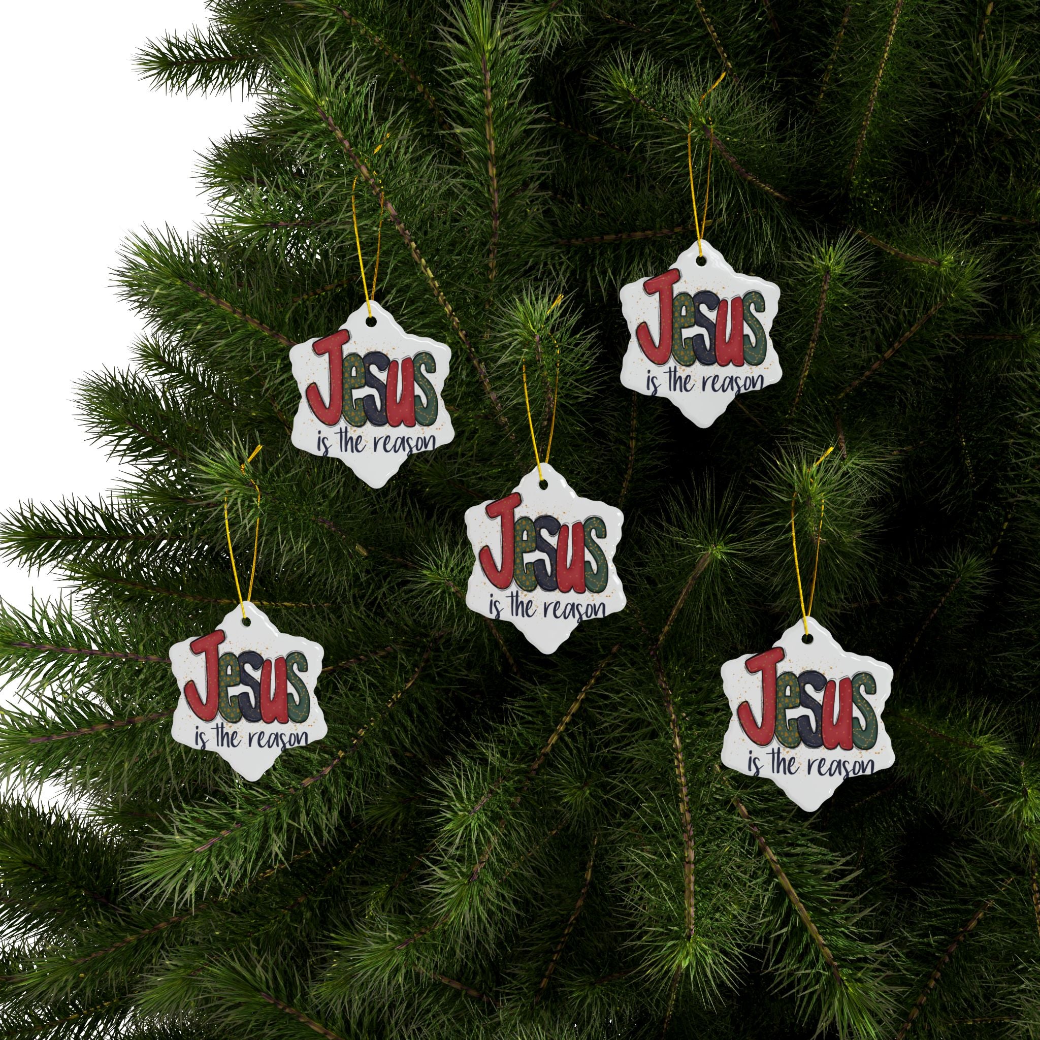 Ceramic Ornament — "Jesus Is The Reason For The Season" Nativity Christmas Tree Decoration