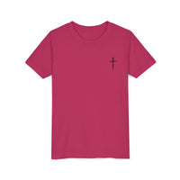 Back design - Youth Tee - "Jesus Has My Back" Cross Christian Graphic Shirt