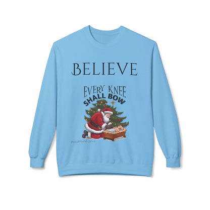 Believe Every Knee Shall Bow Christmas Sweatshirt - Christian Sweatshirts for Women Men - Christmas Sweatshirts for Christians  - Faith Christmas Sweatshirts