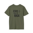 Back design - Jesus Has My Back T-Shirt — Christian Faith Cross Tee
