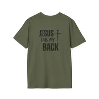 Back design - Jesus Has My Back T-Shirt — Christian Faith Cross Tee