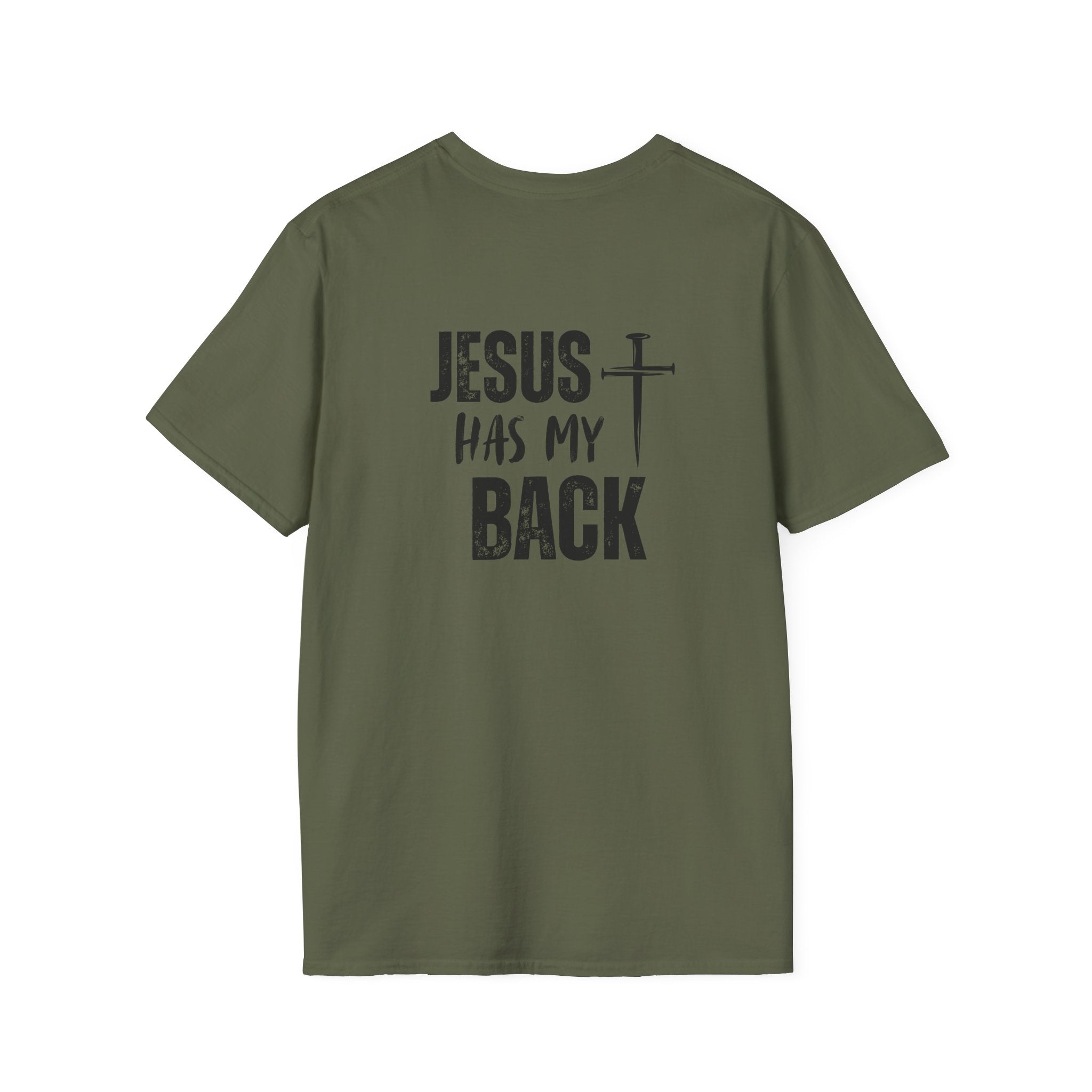 Back design - Jesus Has My Back T-Shirt — Christian Faith Cross Tee