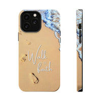 iPhone Inspirational Magnetic Phone Case, Unique Phone Accessories, Faith-Based Gifts, Coastal Vibes, Walk by Faith Design