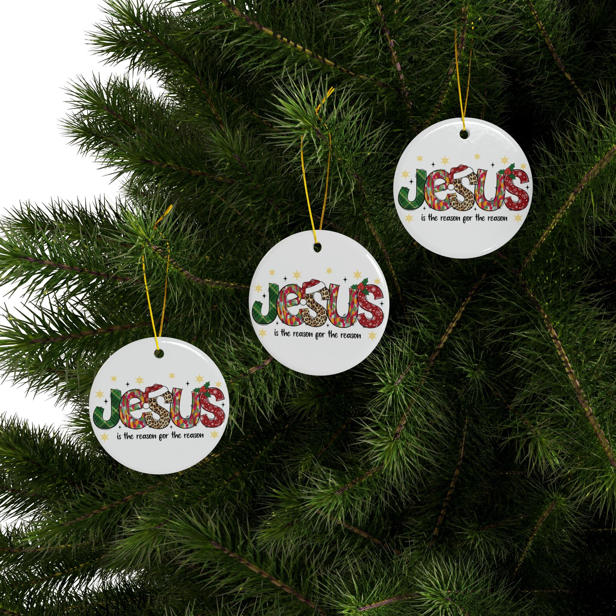 Ceramic Ornament — "Jesus Is The Reason For The Season" Nativity Christmas Tree Decoration