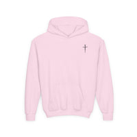 Youth Hoodie - "Jesus Has My Back" Cross Faith Graphic