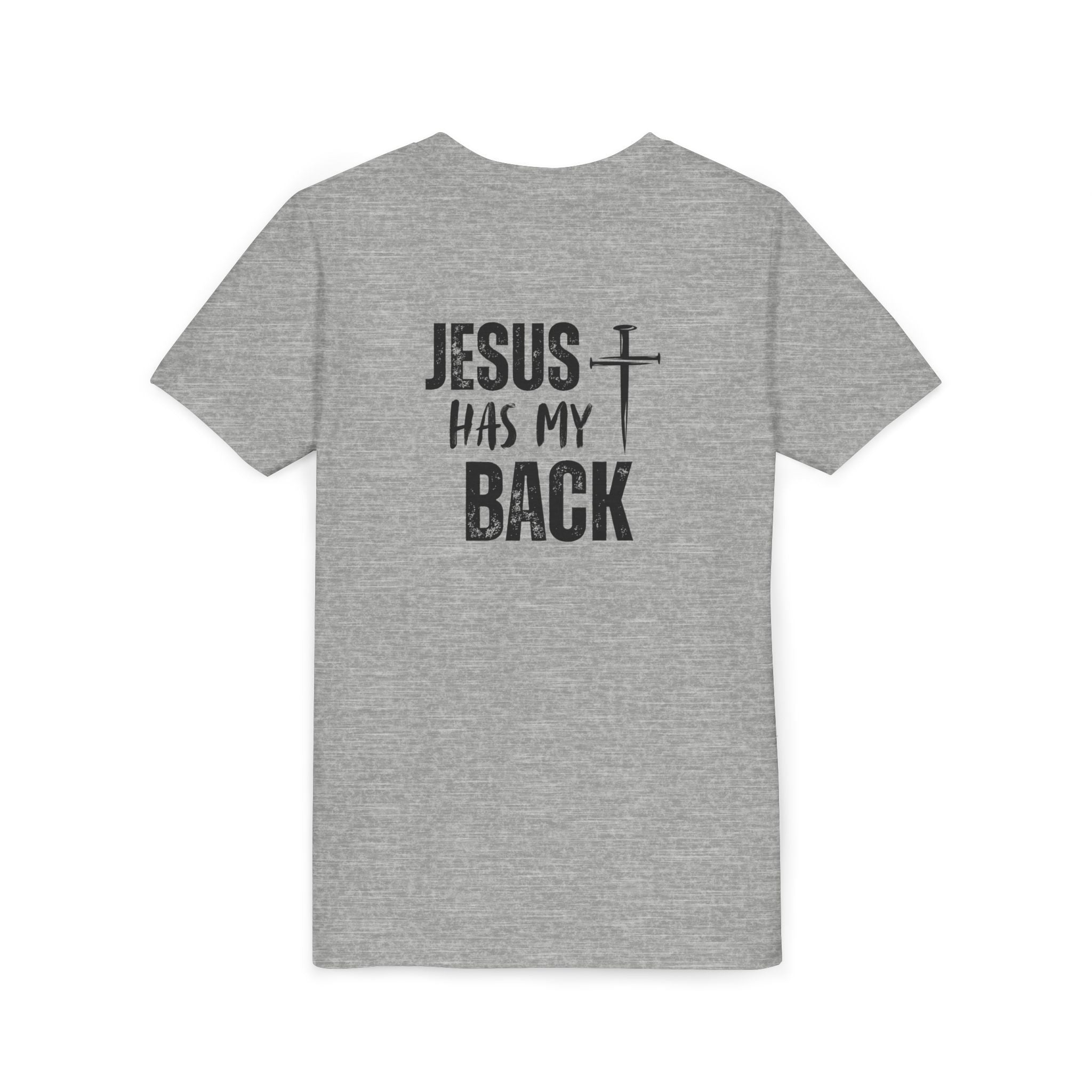 Back design - Youth Tee - "Jesus Has My Back" Cross Christian Graphic Shirt