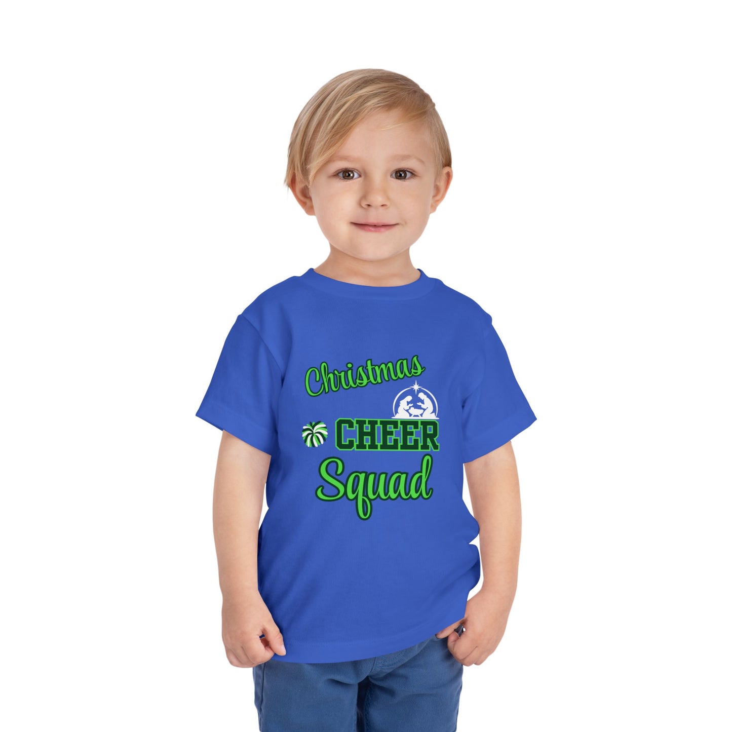 Christmas Cheer Squade Christian Christmas Shirt for Toddlers Short Sleeve Tee Christian Toddler Christmas Shirt