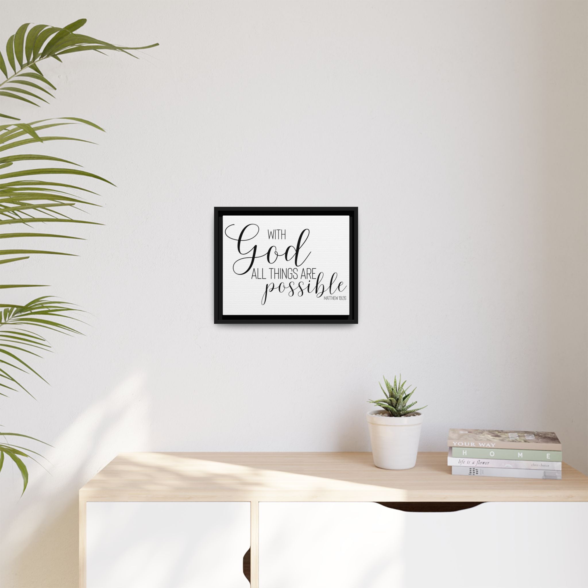 Matte Canvas Framed Print — "With God All Things Are Possible" Inspirational Wall Art