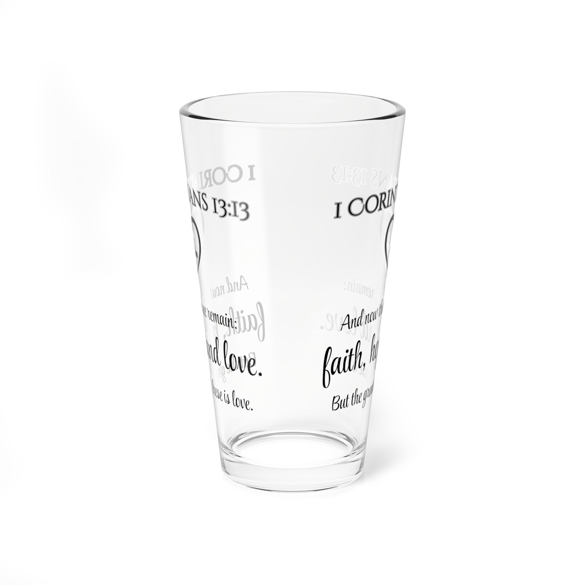 Faith Hope Love Bible Verse Water Glass - Christian Gifts for Women Men - Faith Based Gifts
