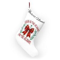 Personalized "Jesus Is The Reason for the Season" Christmas Stocking – Custom Name Holiday Stocking (e.g., Sarah)