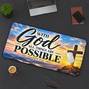 With God All Things Are Possible Christian Desk Mat