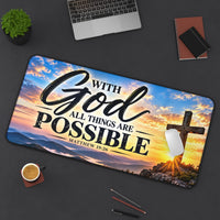 With God All Things Are Possible Christian Desk Mat