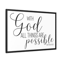 Matte Canvas Framed Print — "With God All Things Are Possible" Inspirational Wall Art