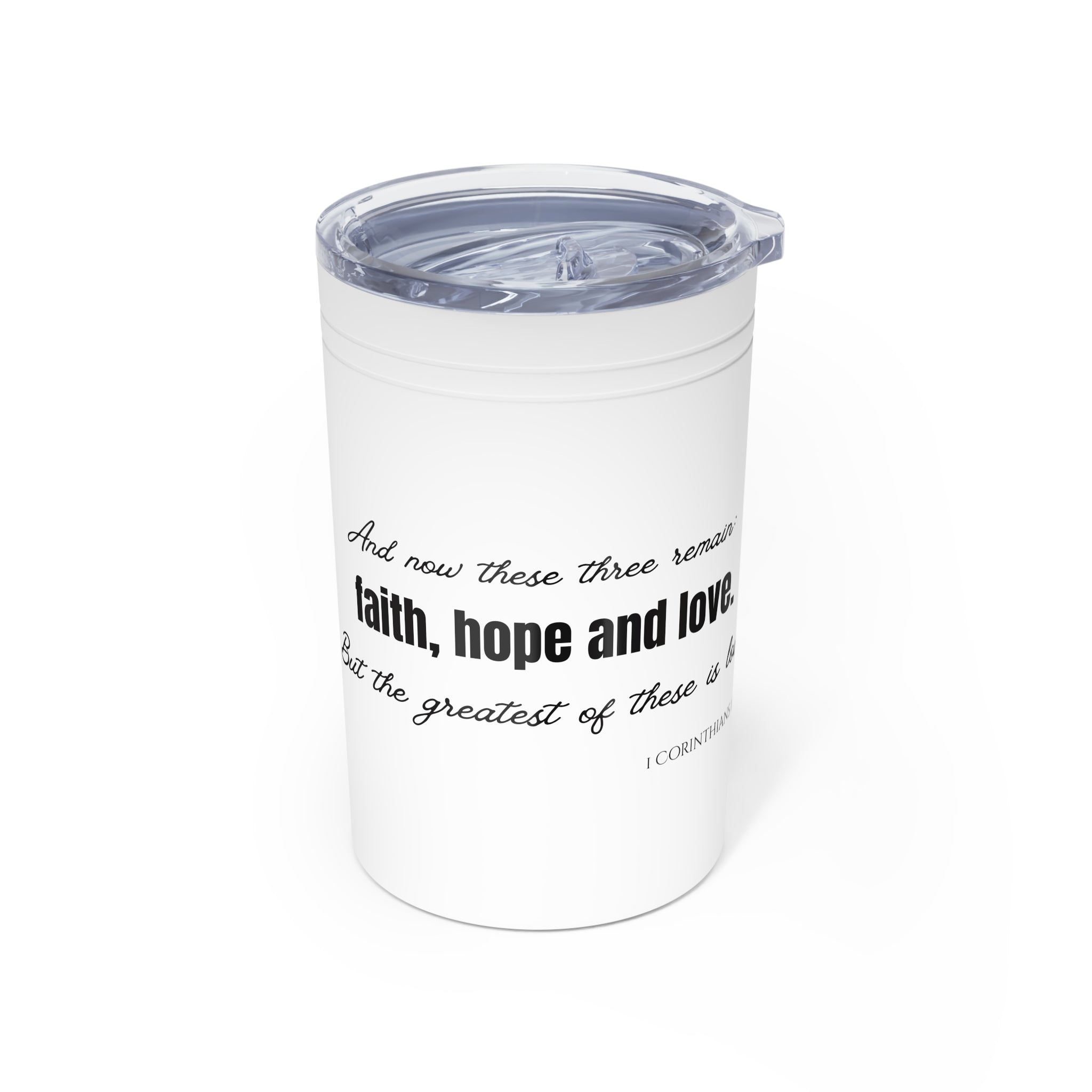 Faith Hope Love Vacuum Insulated Tumbler | 11oz Travel Mug | Christian Gifts for Women Men | Faith Based Gifts