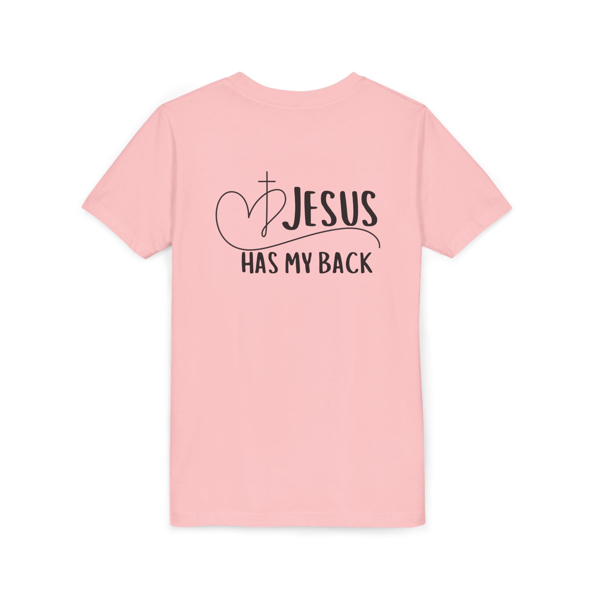 Back design - Youth Tee - "Jesus Has My Back" Christian Faith Shirt