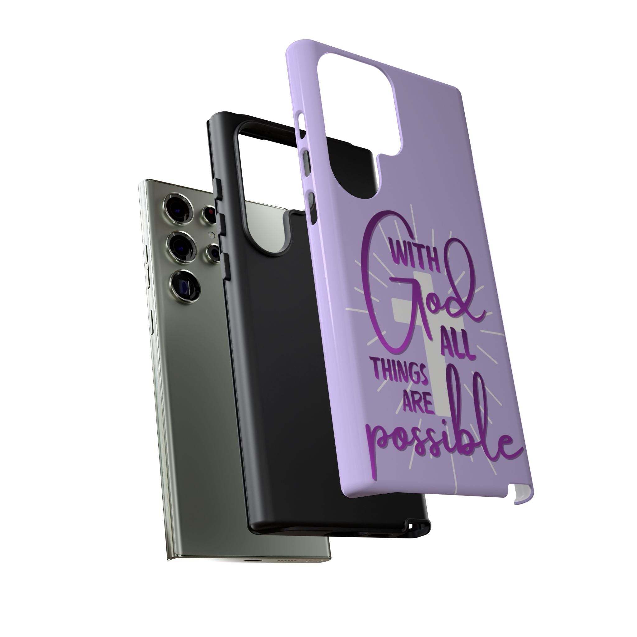 Samsung - "With God All Things Are Possible" Inspirational Purple Tough Case
