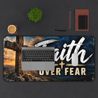 Faith Over Fear Christian Desk Mat