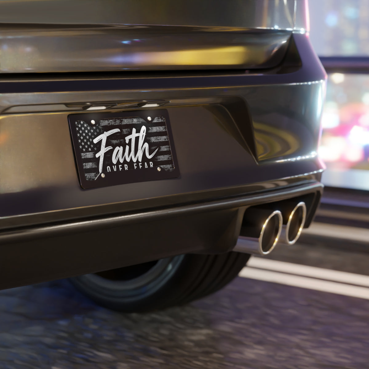 Faith Over Fear Christian Vanity Plate – Distressed Flag