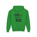 Youth Hoodie - "Jesus Has My Back" Cross Faith Graphic