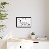 Matte Canvas Framed Print — "With God All Things Are Possible" Inspirational Wall Art