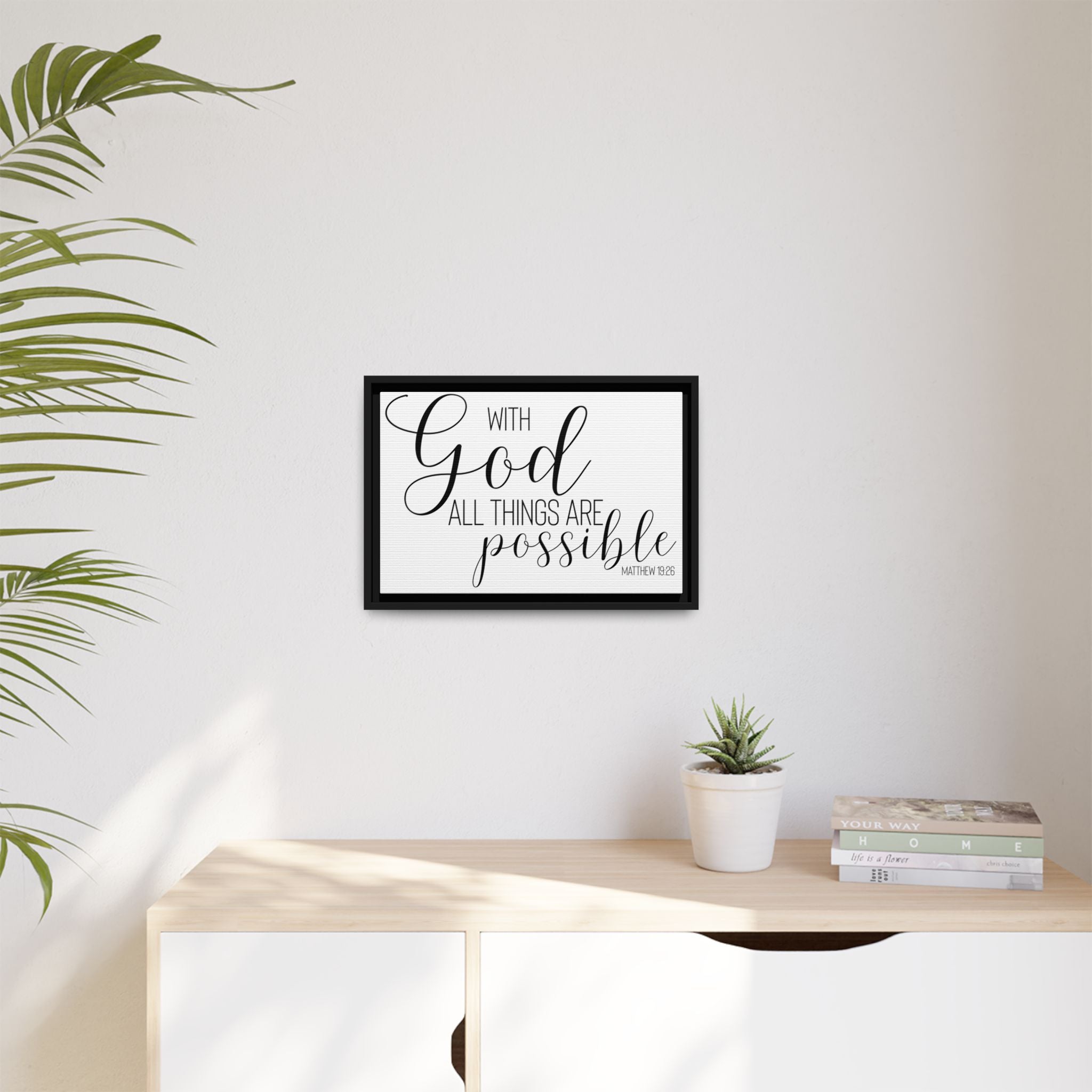 Matte Canvas Framed Print — "With God All Things Are Possible" Inspirational Wall Art