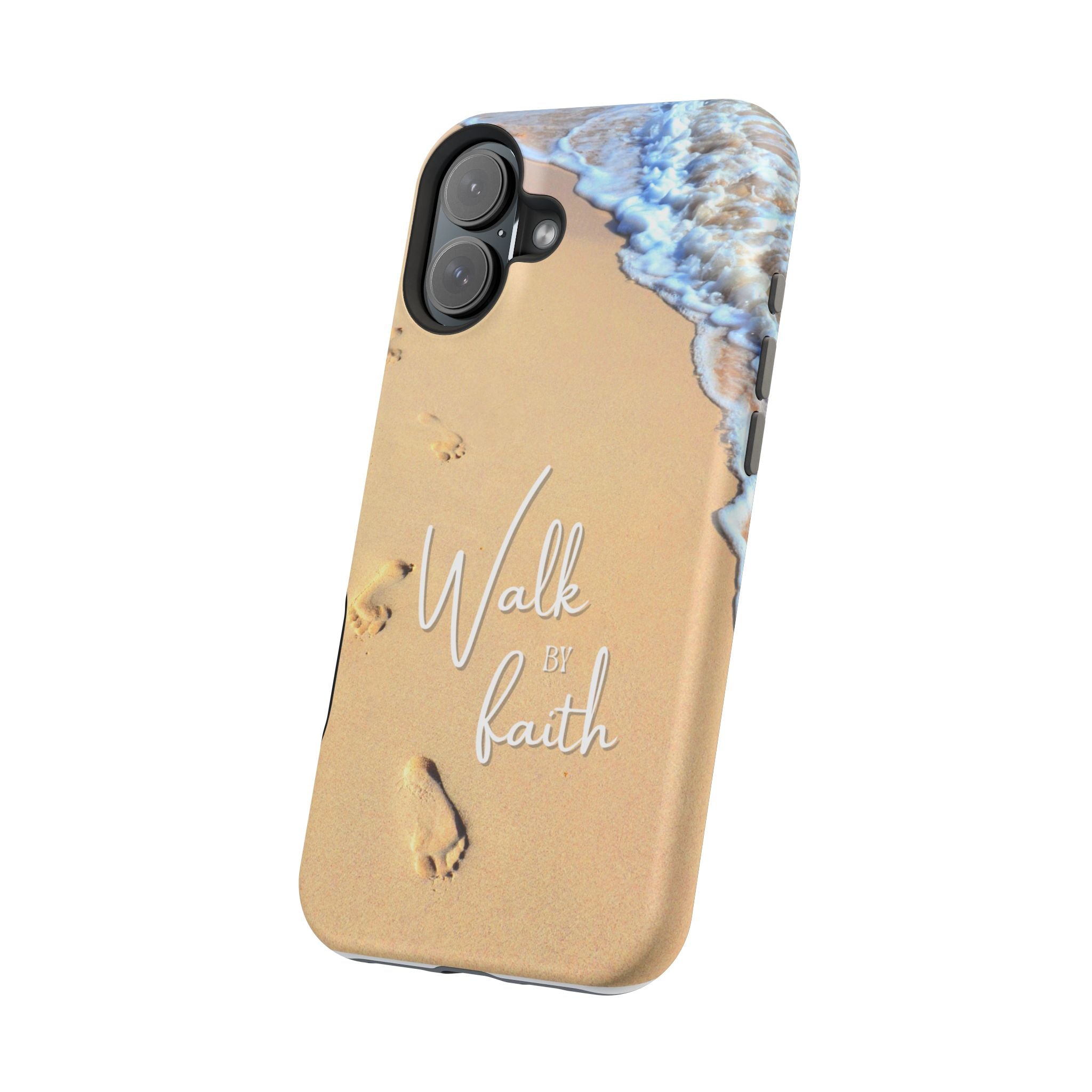 iPhone Inspirational Magnetic Phone Case, Unique Phone Accessories, Faith-Based Gifts, Coastal Vibes, Walk by Faith Design