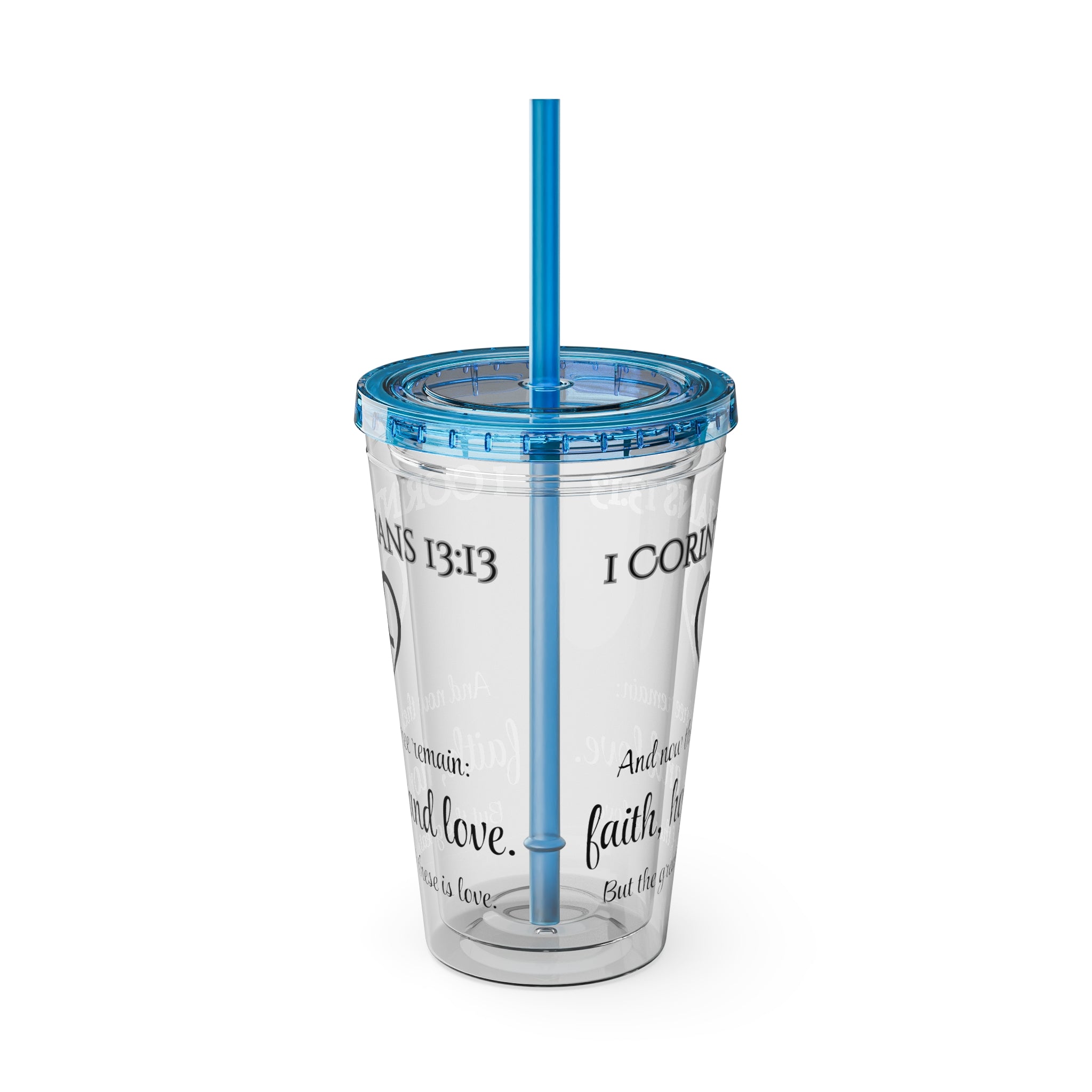 Faith Hope Love Water Tumbler - Christian Gifts for Women Men - Faith Based Gifts
