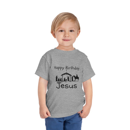 Happy Birthday Jesus Christian Christmas Shirt for Toddlers Short Sleeve Tee Christian Toddler Christmas Shirt