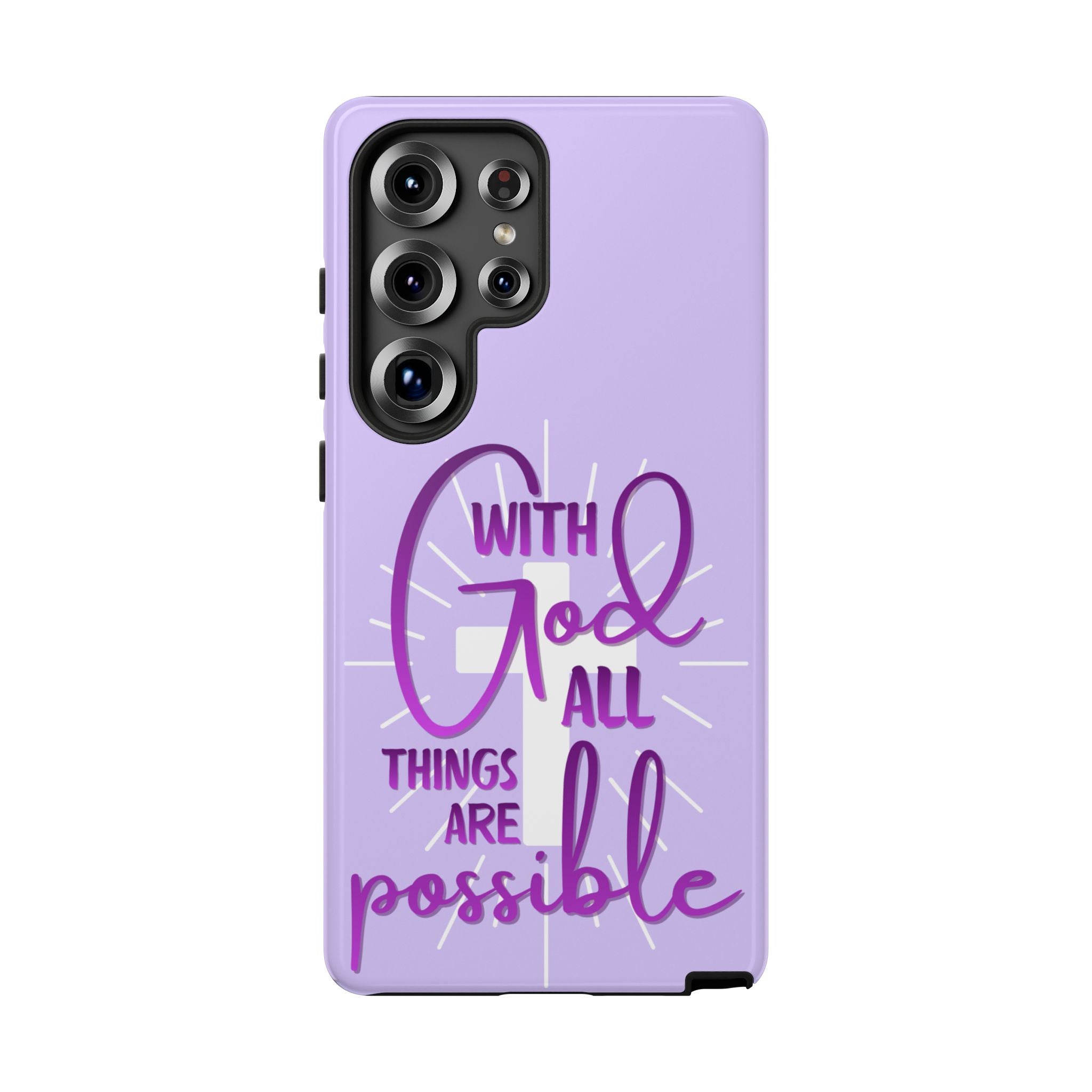 Samsung - "With God All Things Are Possible" Inspirational Purple Tough Case