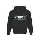Youth Hoodie — "Strong & Courageous" Inspirational Christian Sweatshirt (Joshua 1:9)