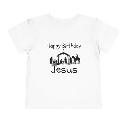 Happy Birthday Jesus Christian Christmas Shirt for Toddlers Short Sleeve Tee Christian Toddler Christmas Shirt