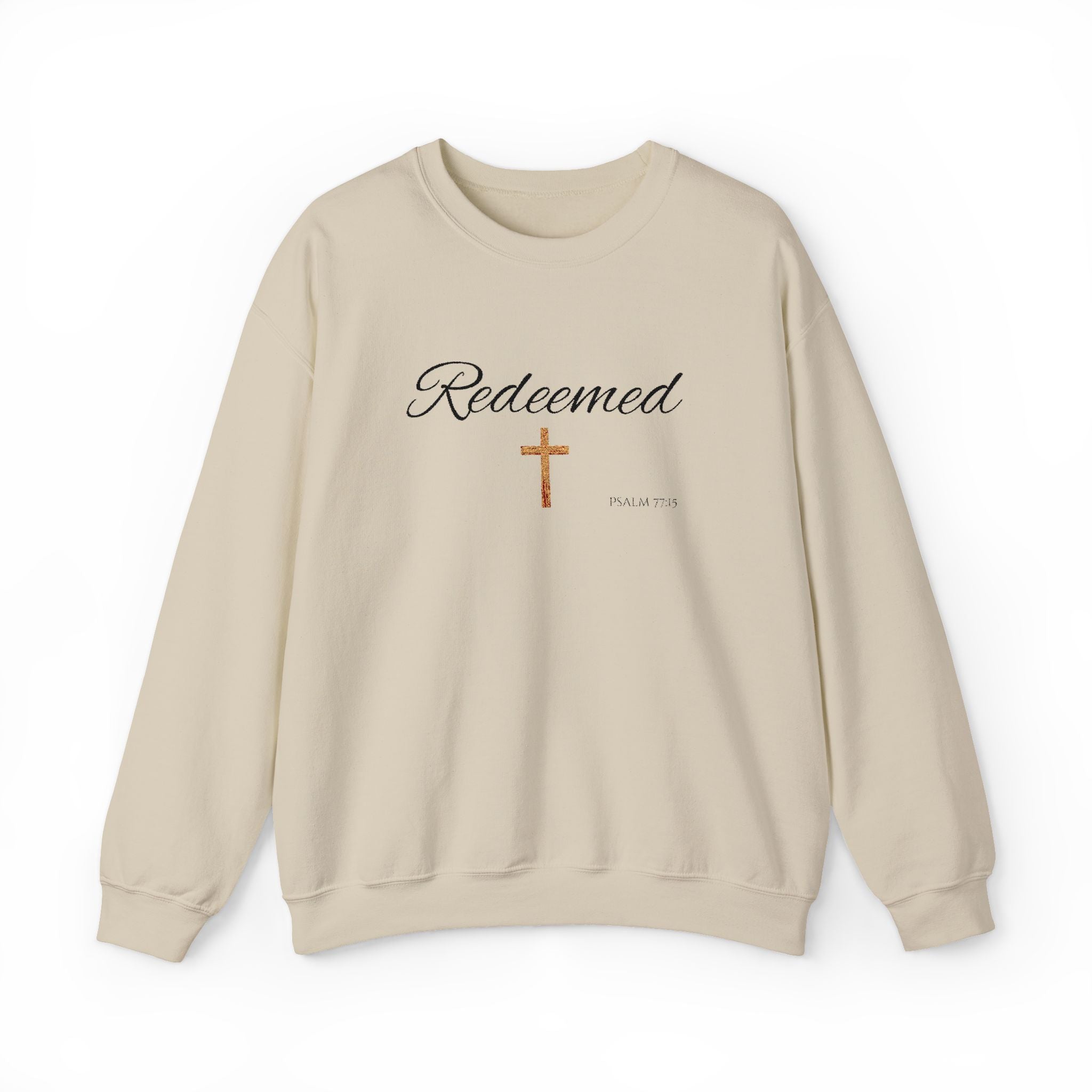 Embroidered Redeemed Psalm 77:15 Unisex Heavy Blend Crewneck Sweatshirt