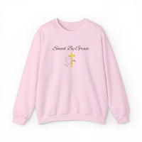 Embroidered Saved By Grace Ephesians 2:8-9 Unisex Heavy Blend Crewneck Sweatshirt