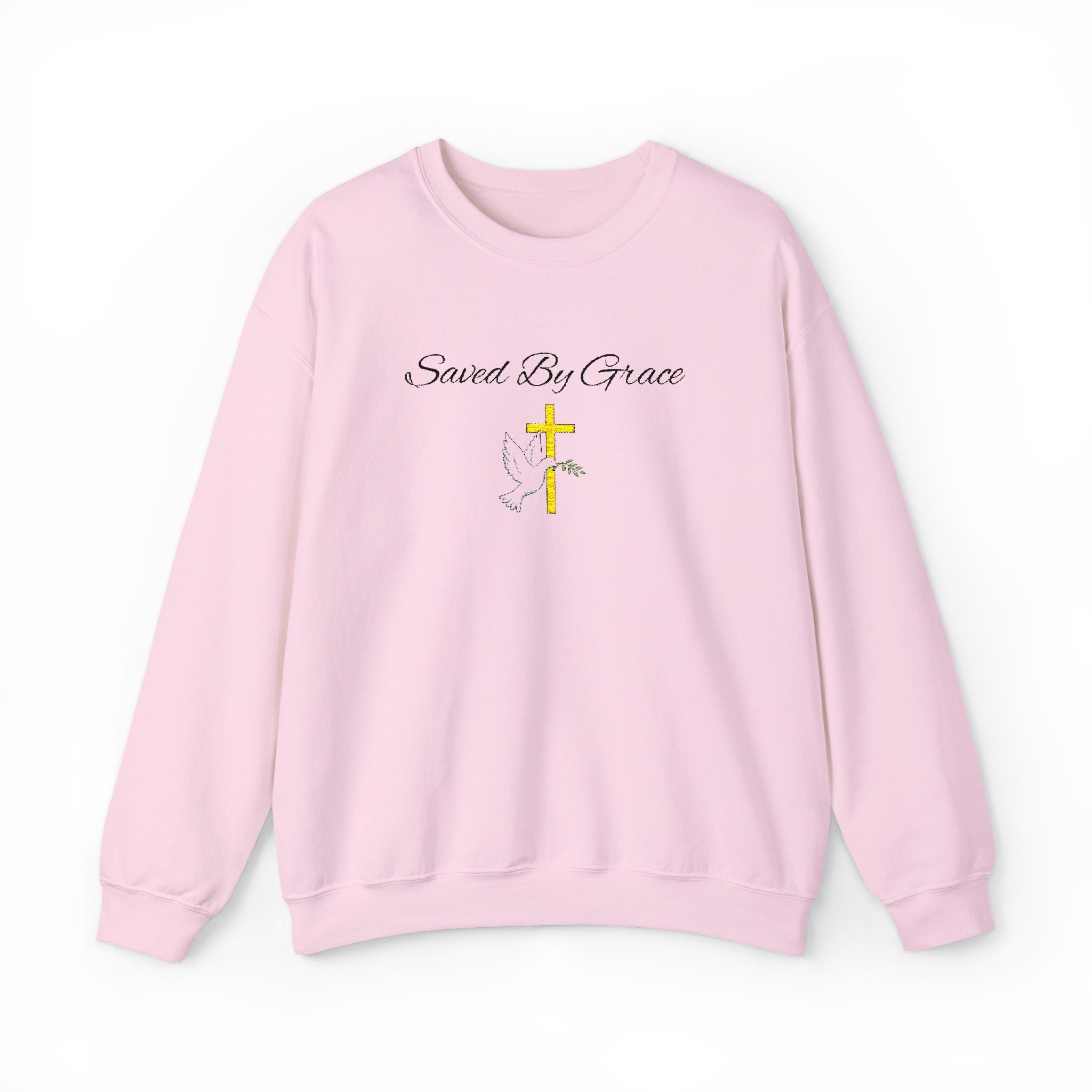 Embroidered Saved By Grace Ephesians 2:8-9 Unisex Heavy Blend Crewneck Sweatshirt