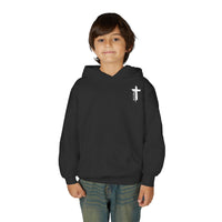 Youth Hoodie — "Strong & Courageous" Inspirational Christian Sweatshirt (Joshua 1:9)