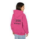 Youth Hoodie — "Jesus Has My Back" Christian Heart Cross Sweatshirt