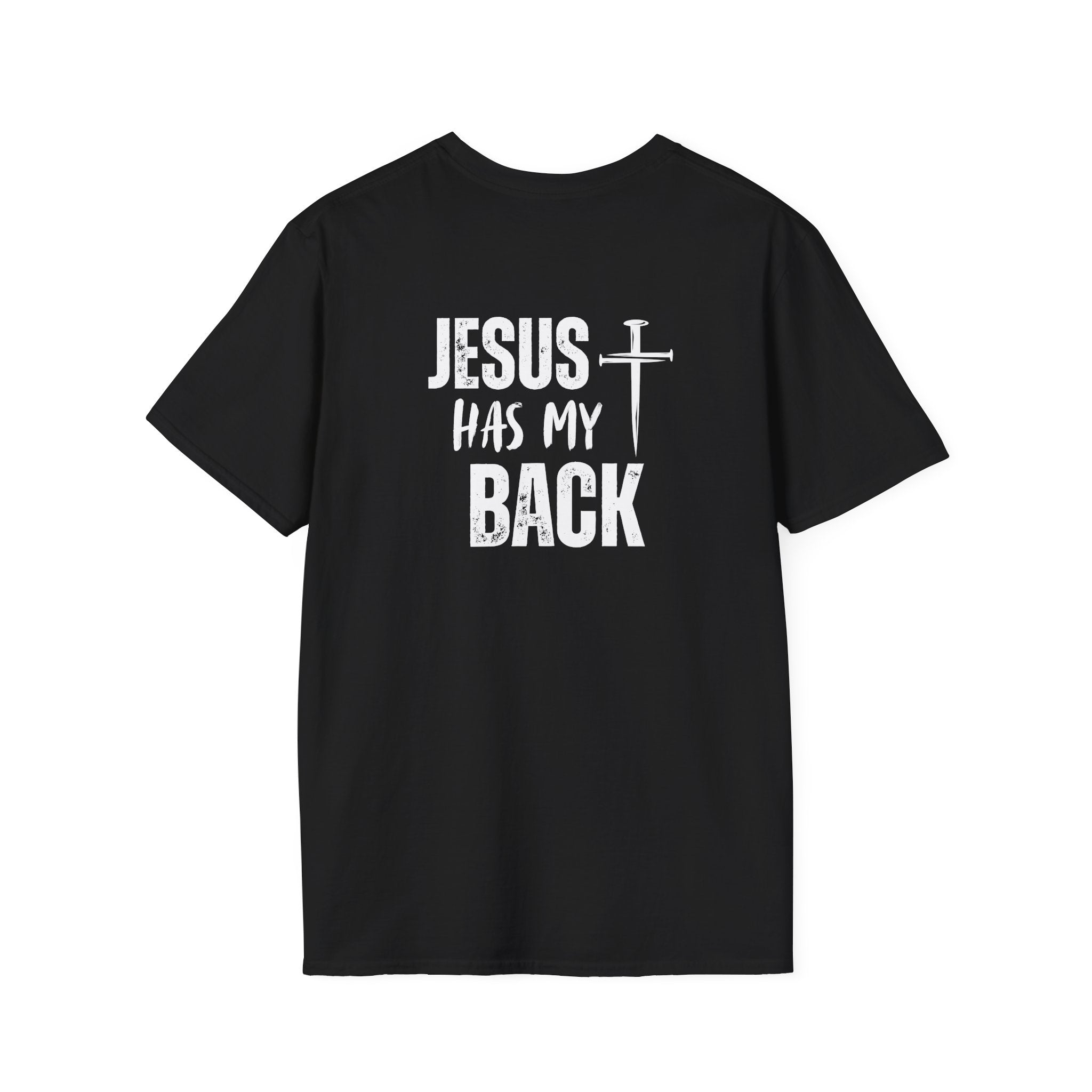 Back design - Jesus Has My Back T-Shirt — Christian Faith Cross Tee