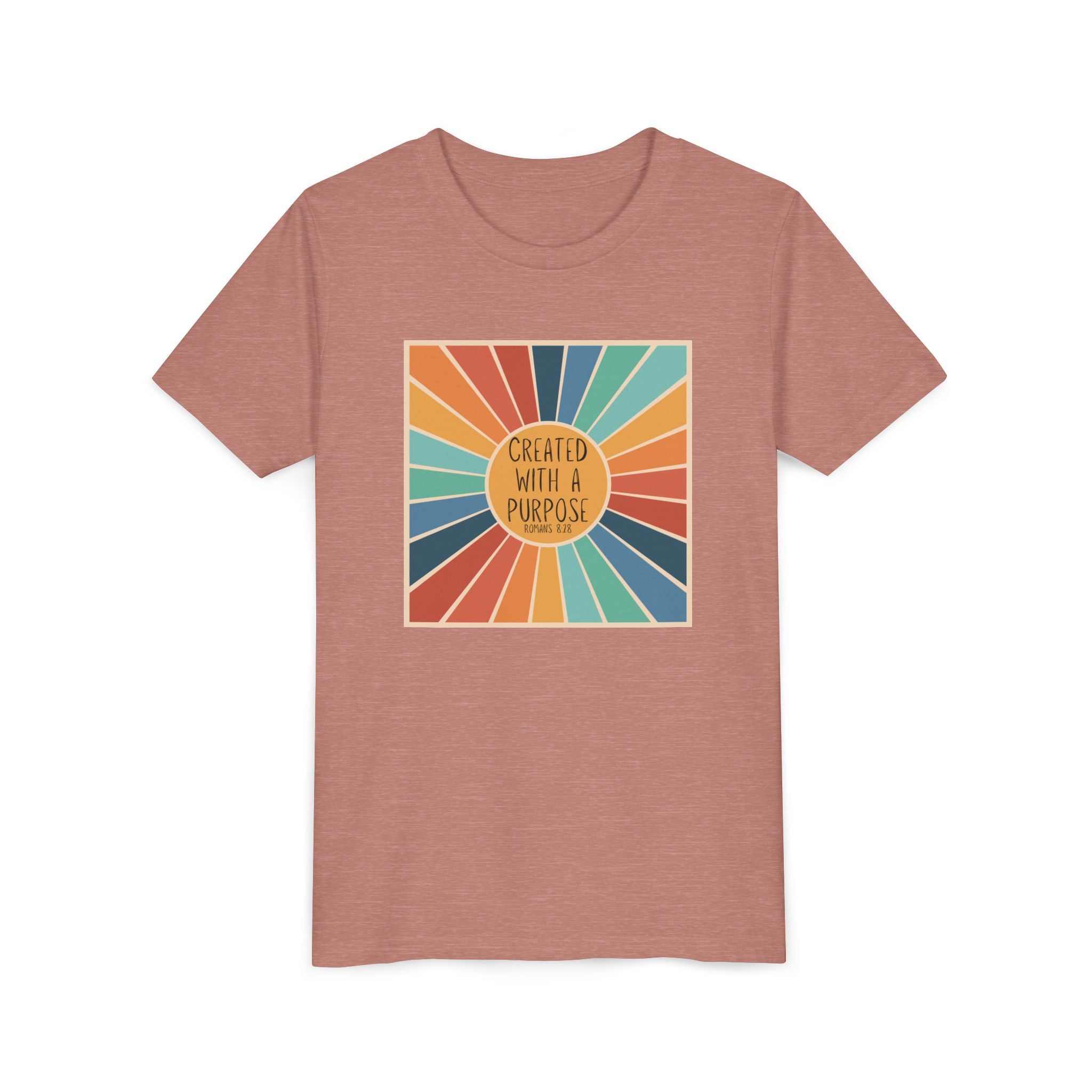 Youth Tee — 'Created With A Purpose' Retro Sunburst Kids T-Shirt