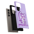 Samsung - "With God All Things Are Possible" Inspirational Purple Tough Case