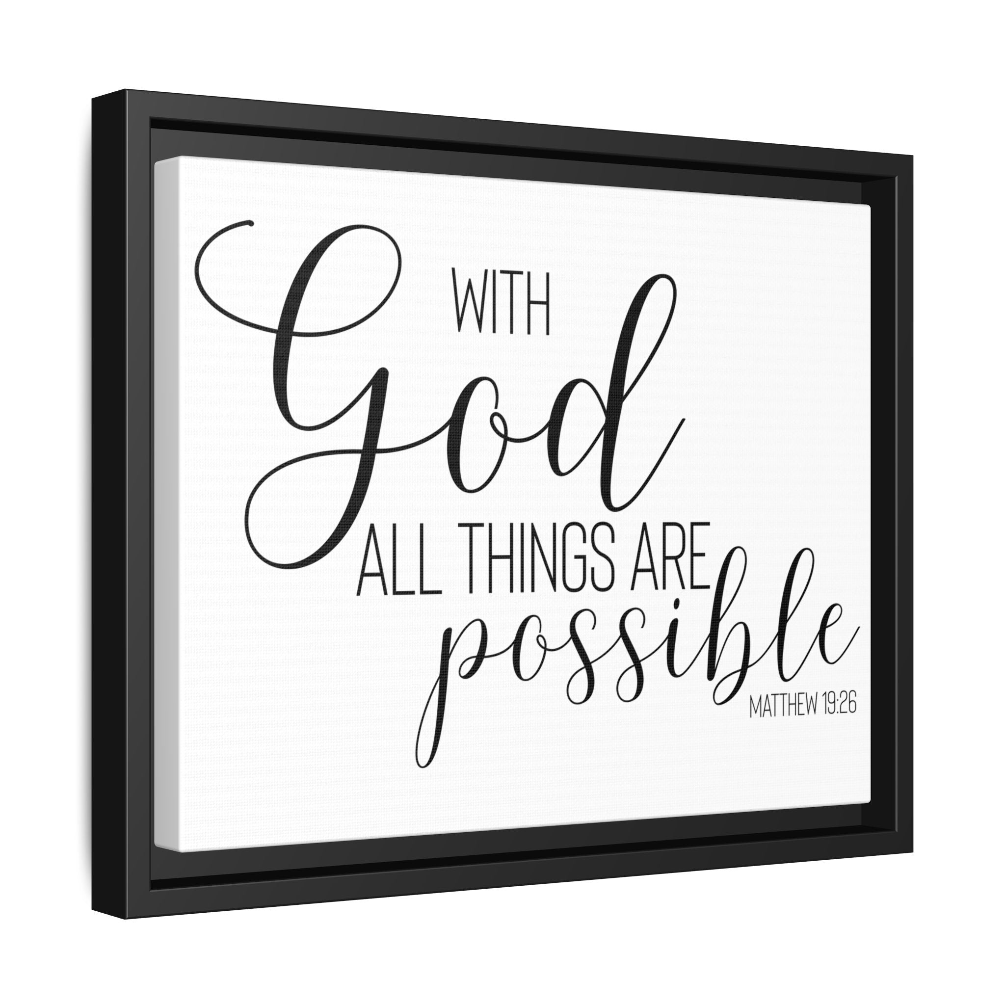 Matte Canvas Framed Print — "With God All Things Are Possible" Inspirational Wall Art
