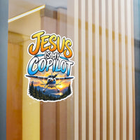 Jesus Is My Copilot – Mountain Sunset Christian Vinyl Sticker