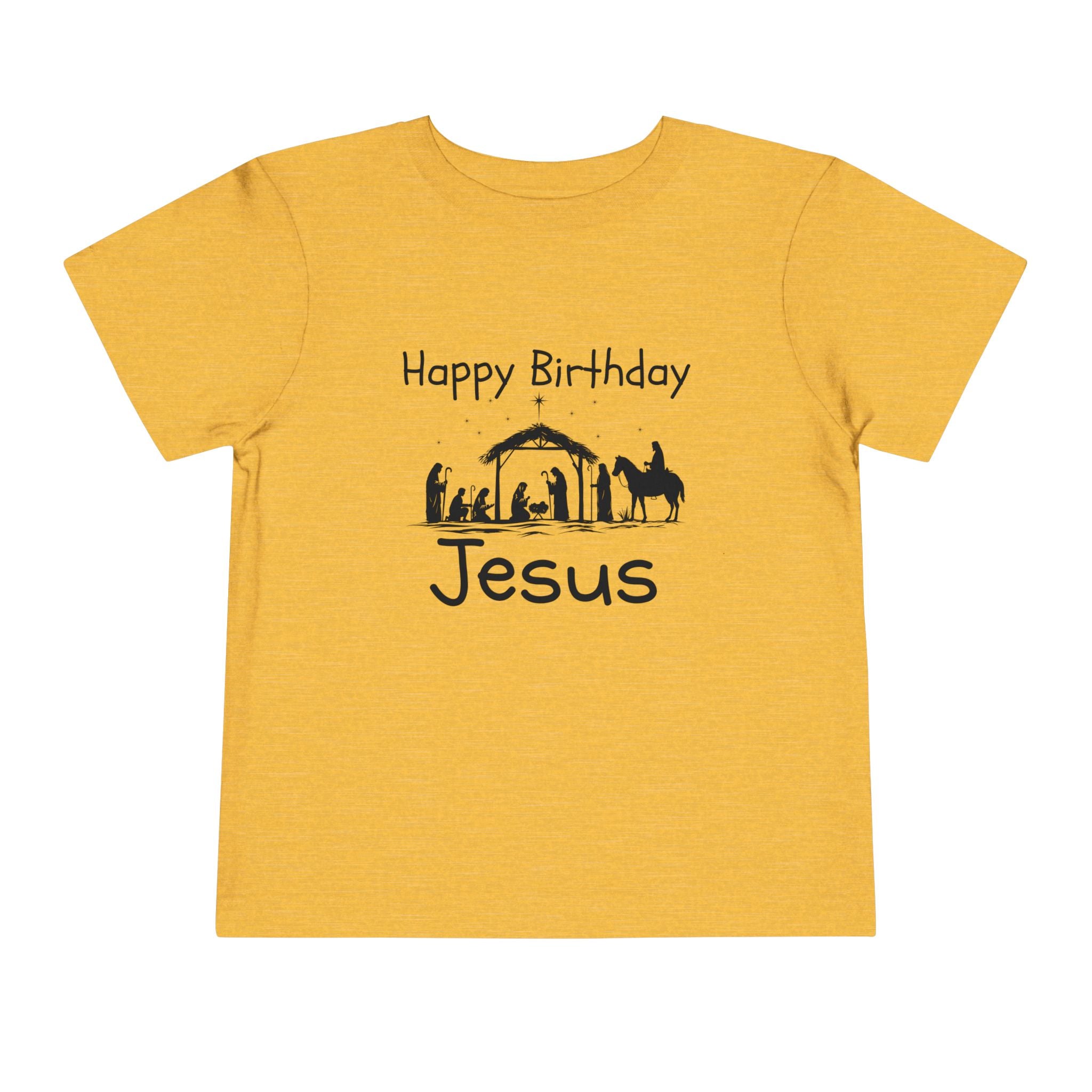 Happy Birthday Jesus Christian Christmas Shirt for Toddlers Short Sleeve Tee Christian Toddler Christmas Shirt