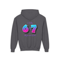 Back design - Youth Hoodie — 'I Timothy 6:7' Colorful Faith Graphic Hoodie (All You Need Is God)