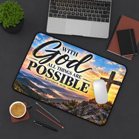 With God All Things Are Possible Christian Desk Mat
