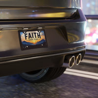 Faith Over Fear Christian Vanity Plate – Sunrise Mountains