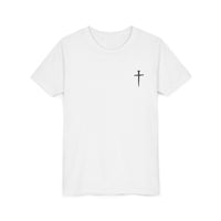 Back design - Youth Tee - "Jesus Has My Back" Cross Christian Graphic Shirt